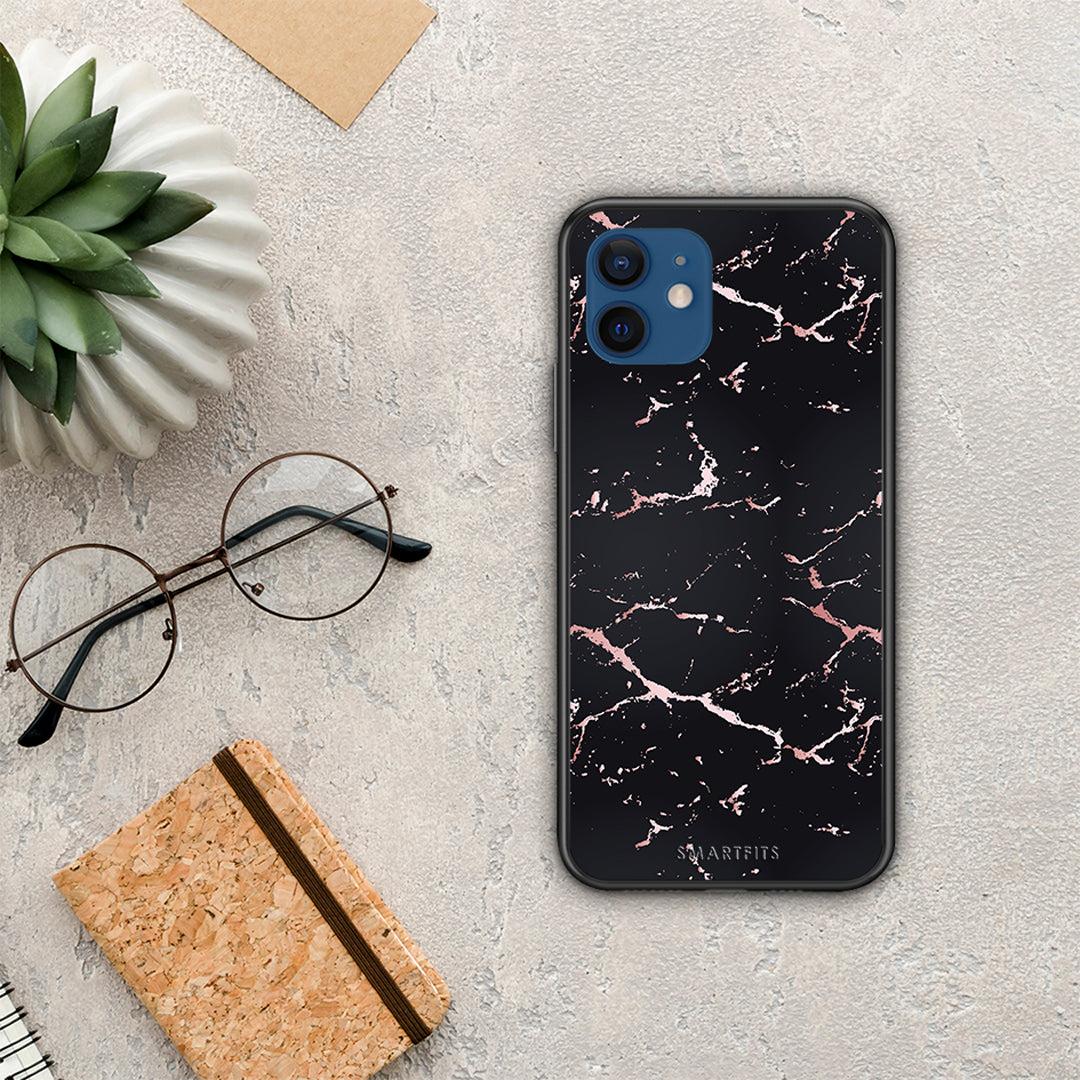 Marble Black Rosegold - iPhone 12 Pro θήκη