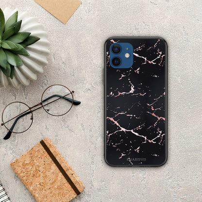 Marble Black Rosegold - iPhone 12 θήκη