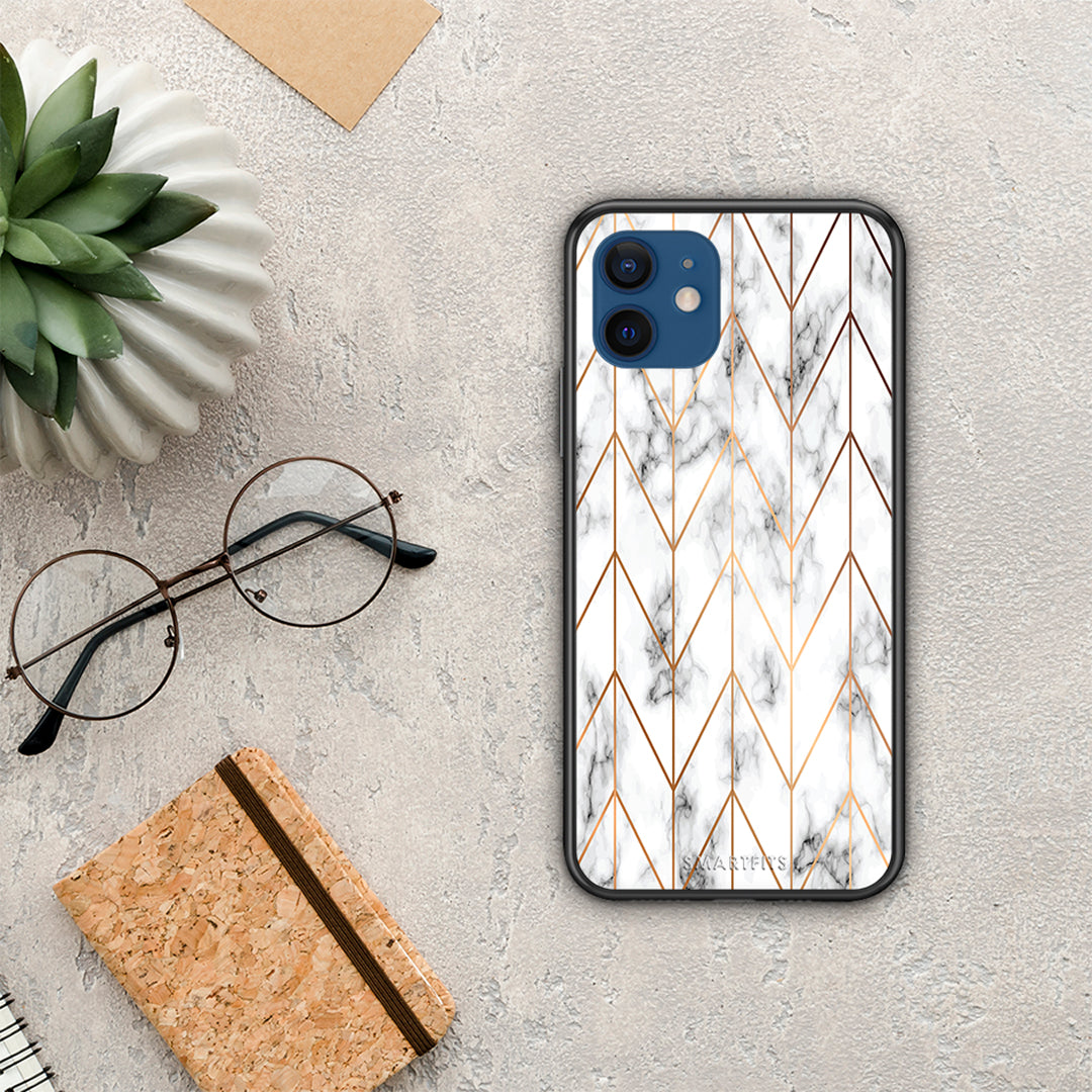 Marble Gold Geometric - iPhone 12 Pro θήκη