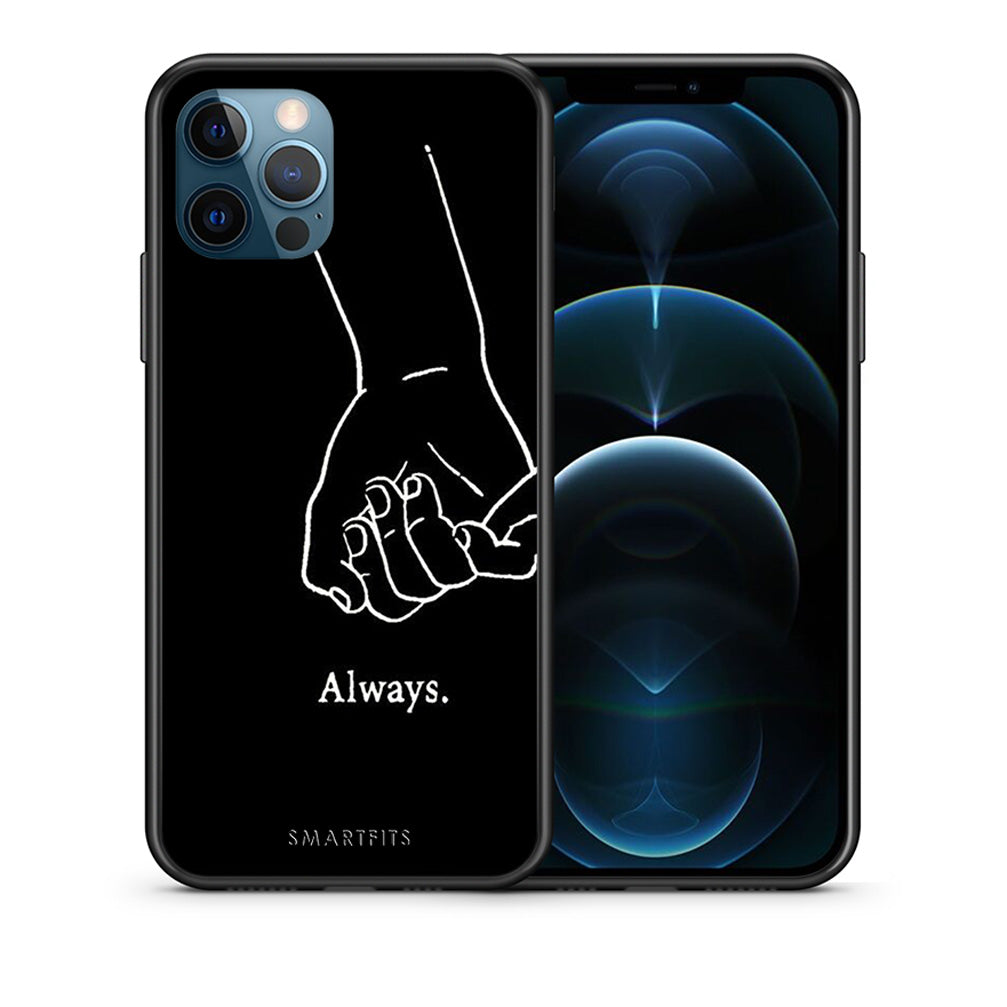 Θήκη Αγίου Βαλεντίνου iPhone 12 Pro Max Always & Forever 1 από τη Smartfits με σχέδιο στο πίσω μέρος και μαύρο περίβλημα | iPhone 12 Pro Max Always & Forever 1 case with colorful back and black bezels