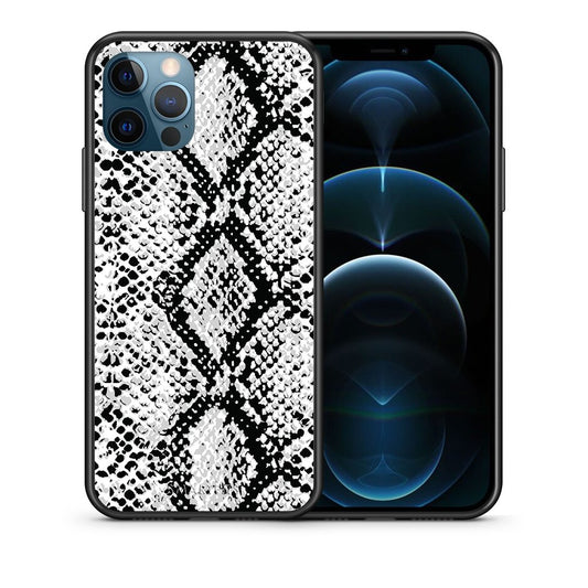 Θήκη iPhone 12 Pro Max White Snake Animal από τη Smartfits με σχέδιο στο πίσω μέρος και μαύρο περίβλημα | iPhone 12 Pro Max White Snake Animal case with colorful back and black bezels