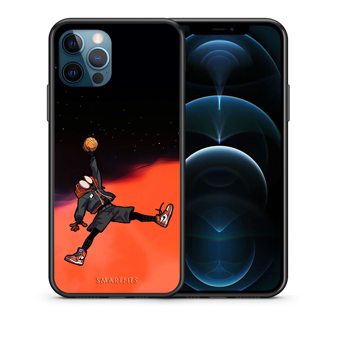 Θήκη iPhone 12 Pro Max Basketball Hero από τη Smartfits με σχέδιο στο πίσω μέρος και μαύρο περίβλημα | iPhone 12 Pro Max Basketball Hero case with colorful back and black bezels