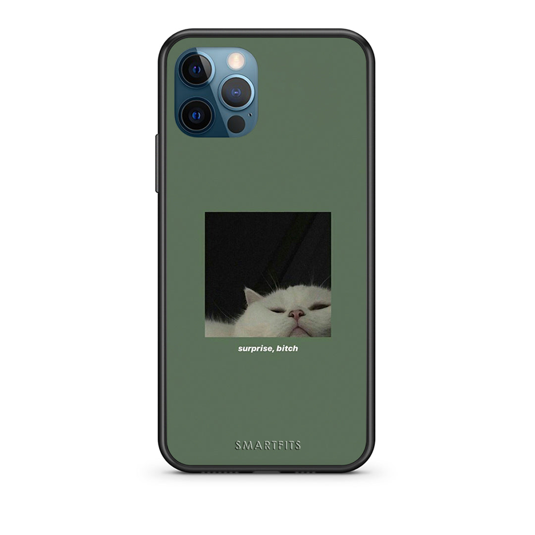 iPhone 12 Pro Max Bitch Surprise θήκη από τη Smartfits με σχέδιο στο πίσω μέρος και μαύρο περίβλημα | Smartphone case with colorful back and black bezels by Smartfits