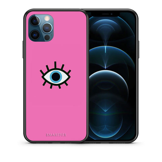 Θήκη iPhone 12 Pro Max Blue Eye Pink από τη Smartfits με σχέδιο στο πίσω μέρος και μαύρο περίβλημα | iPhone 12 Pro Max Blue Eye Pink case with colorful back and black bezels