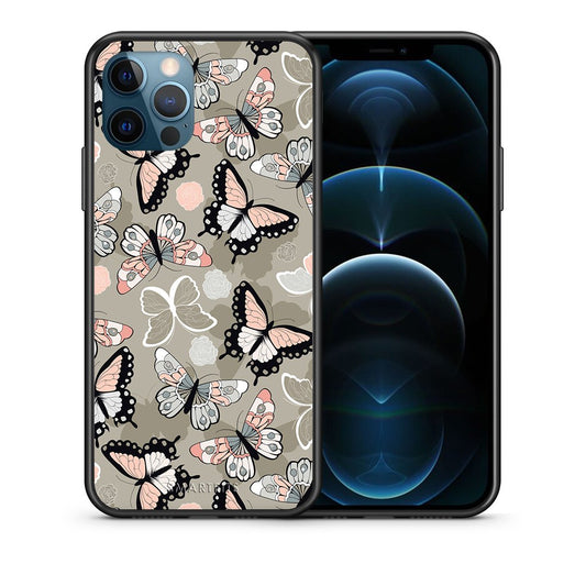 Θήκη iPhone 12 Pro Max Butterflies Boho από τη Smartfits με σχέδιο στο πίσω μέρος και μαύρο περίβλημα | iPhone 12 Pro Max Butterflies Boho case with colorful back and black bezels