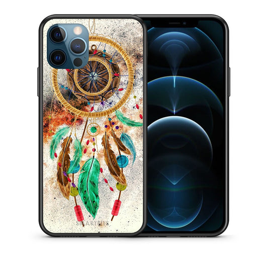 Θήκη iPhone 12 Pro Max DreamCatcher Boho από τη Smartfits με σχέδιο στο πίσω μέρος και μαύρο περίβλημα | iPhone 12 Pro Max DreamCatcher Boho case with colorful back and black bezels