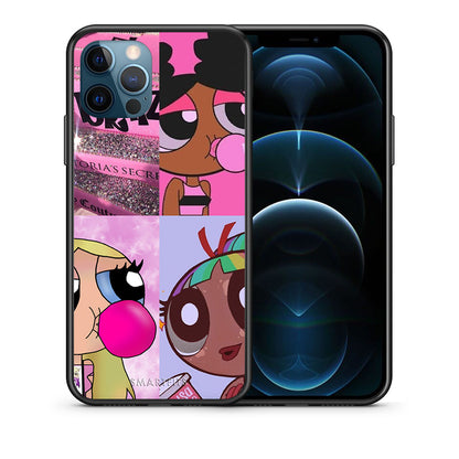 Θήκη Αγίου Βαλεντίνου iPhone 12 Pro Max Bubble Girls από τη Smartfits με σχέδιο στο πίσω μέρος και μαύρο περίβλημα | iPhone 12 Pro Max Bubble Girls case with colorful back and black bezels