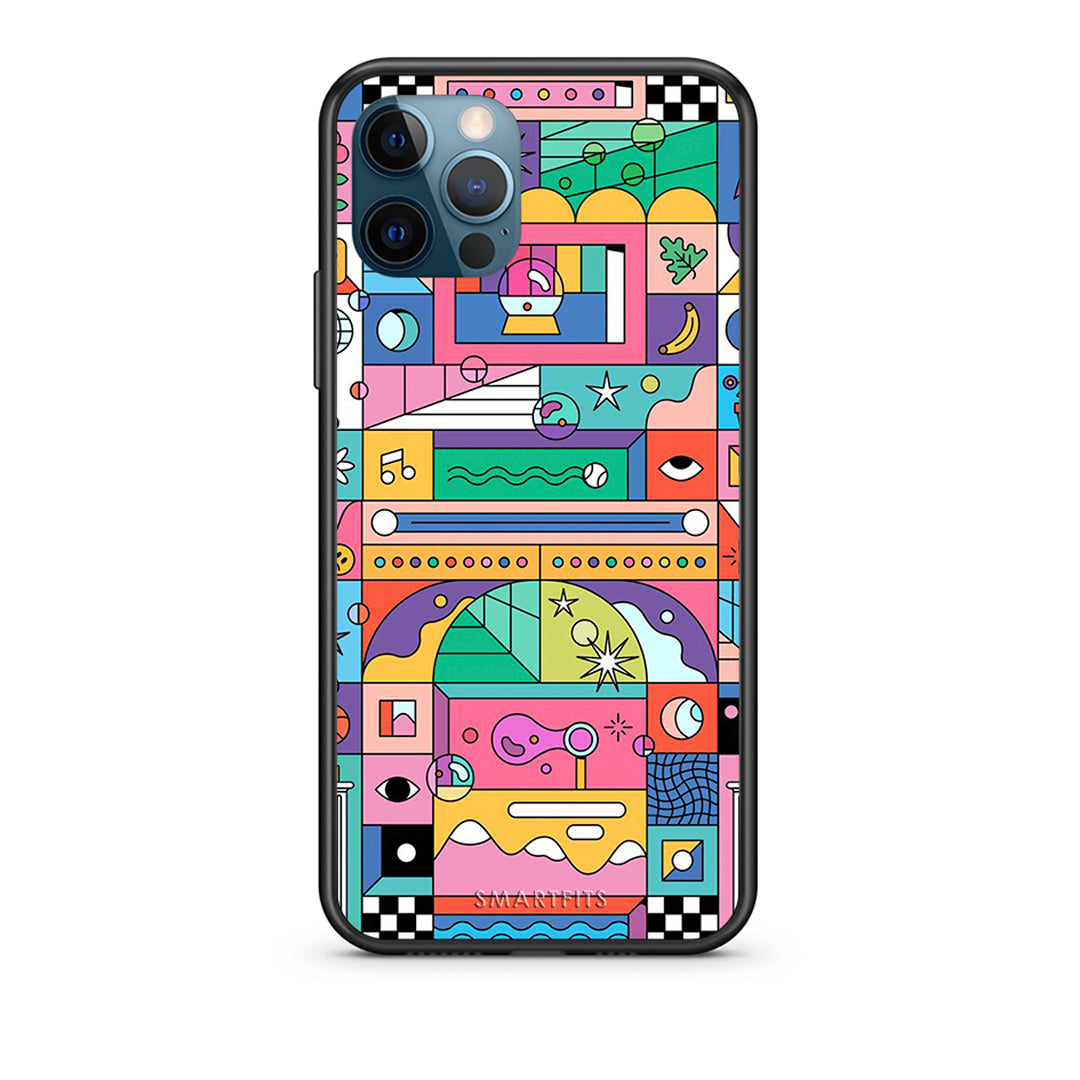 iPhone 12 Pro Max Bubbles Soap θήκη από τη Smartfits με σχέδιο στο πίσω μέρος και μαύρο περίβλημα | Smartphone case with colorful back and black bezels by Smartfits