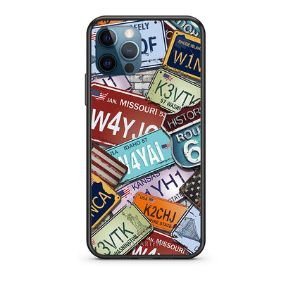 iPhone 12 Pro Max Car Plates θήκη από τη Smartfits με σχέδιο στο πίσω μέρος και μαύρο περίβλημα | Smartphone case with colorful back and black bezels by Smartfits