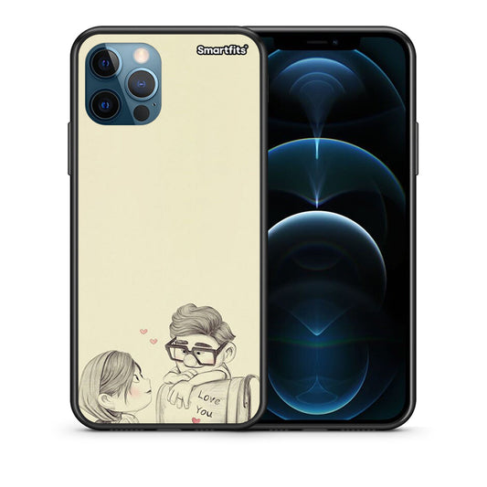 Θήκη iPhone 12 Pro Max Carl And Ellie από τη Smartfits με σχέδιο στο πίσω μέρος και μαύρο περίβλημα | iPhone 12 Pro Max Carl And Ellie case with colorful back and black bezels