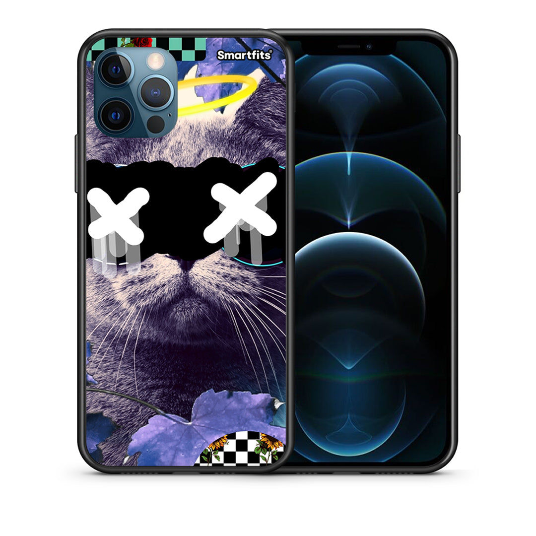Θήκη iPhone 12 Pro Max Cat Collage από τη Smartfits με σχέδιο στο πίσω μέρος και μαύρο περίβλημα | iPhone 12 Pro Max Cat Collage case with colorful back and black bezels