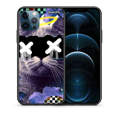 Θήκη iPhone 12 Pro Max Cat Collage από τη Smartfits με σχέδιο στο πίσω μέρος και μαύρο περίβλημα | iPhone 12 Pro Max Cat Collage case with colorful back and black bezels