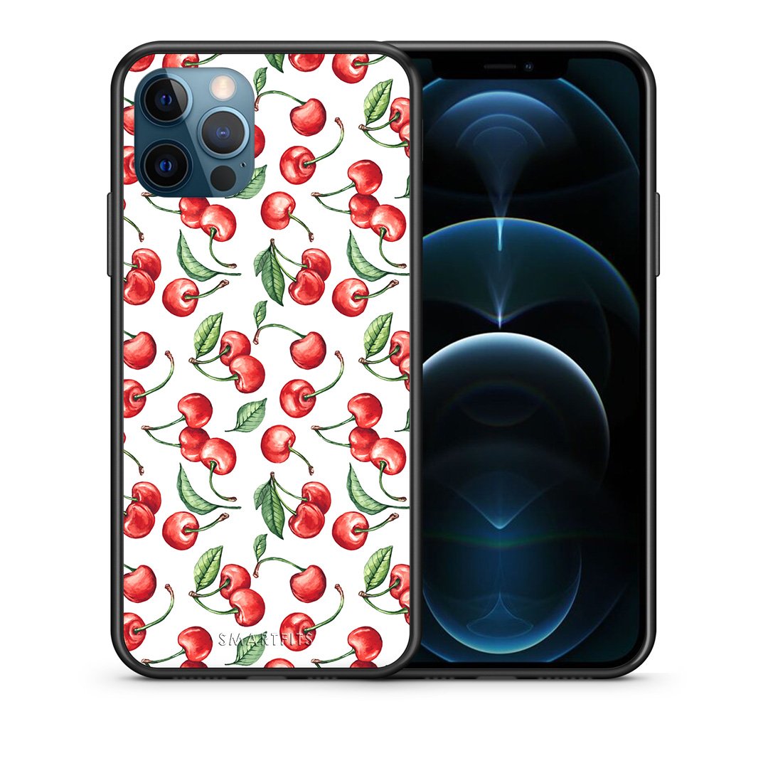 Θήκη iPhone 12 Pro Max Cherry Summer από τη Smartfits με σχέδιο στο πίσω μέρος και μαύρο περίβλημα | iPhone 12 Pro Max Cherry Summer case with colorful back and black bezels