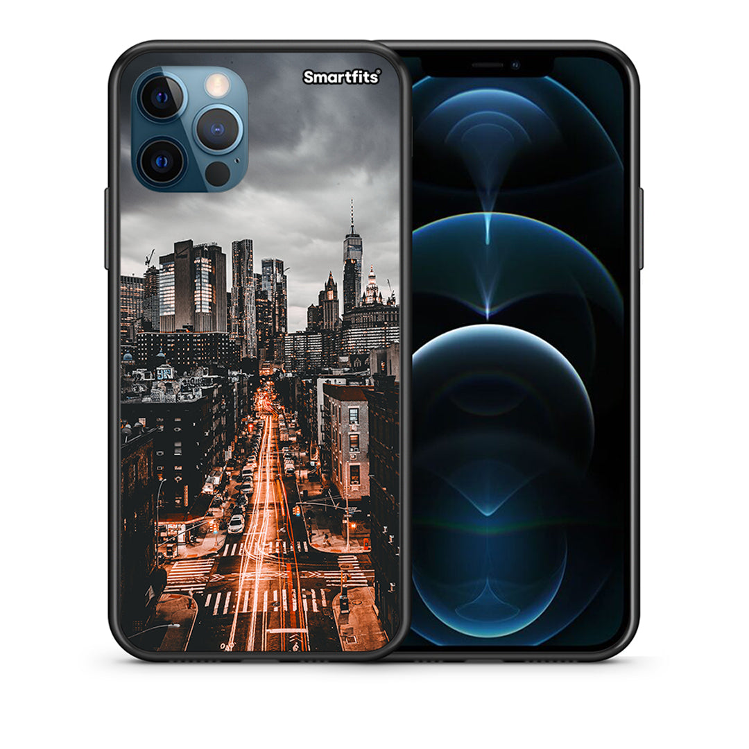 Θήκη iPhone 12 Pro Max City Lights από τη Smartfits με σχέδιο στο πίσω μέρος και μαύρο περίβλημα | iPhone 12 Pro Max City Lights case with colorful back and black bezels