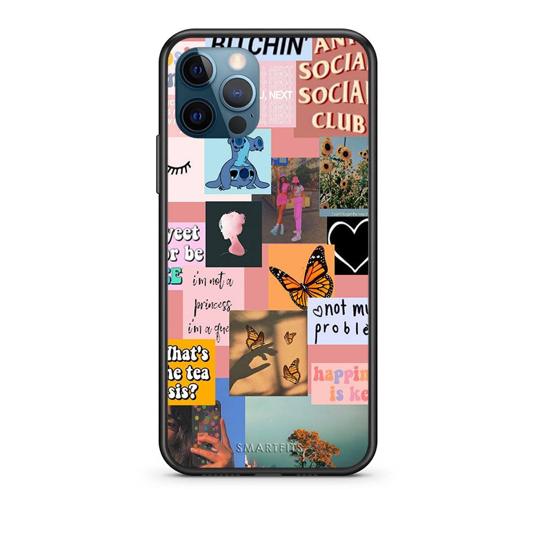 iPhone 12 Pro Max Collage Bitchin Θήκη Αγίου Βαλεντίνου από τη Smartfits με σχέδιο στο πίσω μέρος και μαύρο περίβλημα | Smartphone case with colorful back and black bezels by Smartfits