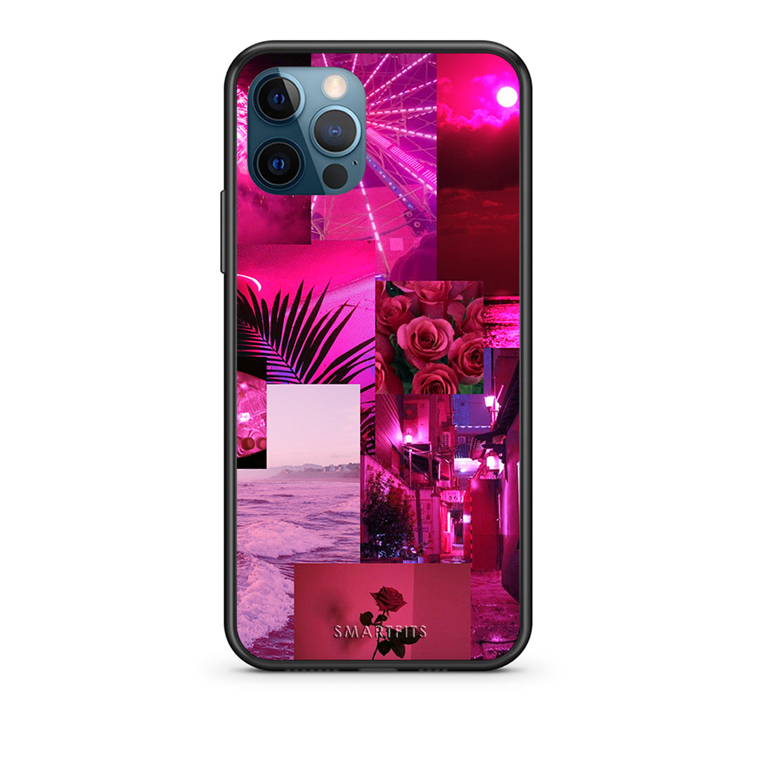 iPhone 12 Pro Max Collage Red Roses Θήκη Αγίου Βαλεντίνου από τη Smartfits με σχέδιο στο πίσω μέρος και μαύρο περίβλημα | Smartphone case with colorful back and black bezels by Smartfits