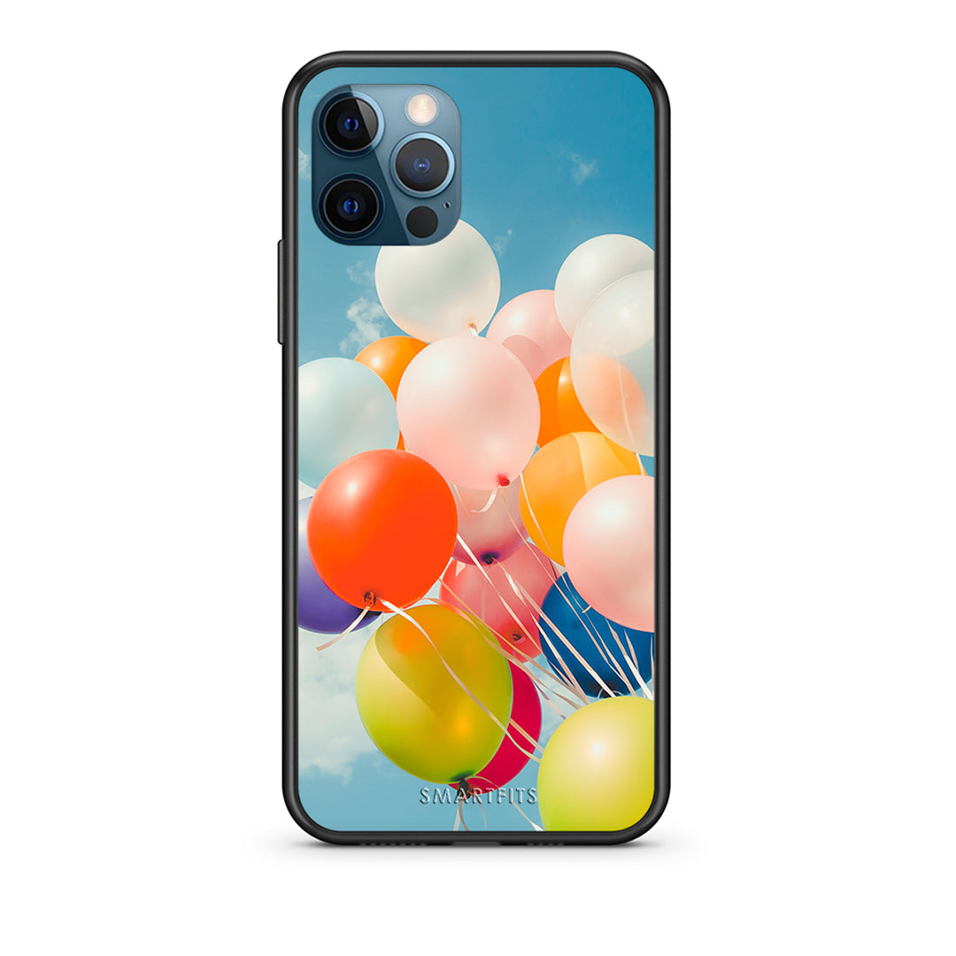 iPhone 12 Pro Max Colorful Balloons θήκη από τη Smartfits με σχέδιο στο πίσω μέρος και μαύρο περίβλημα | Smartphone case with colorful back and black bezels by Smartfits
