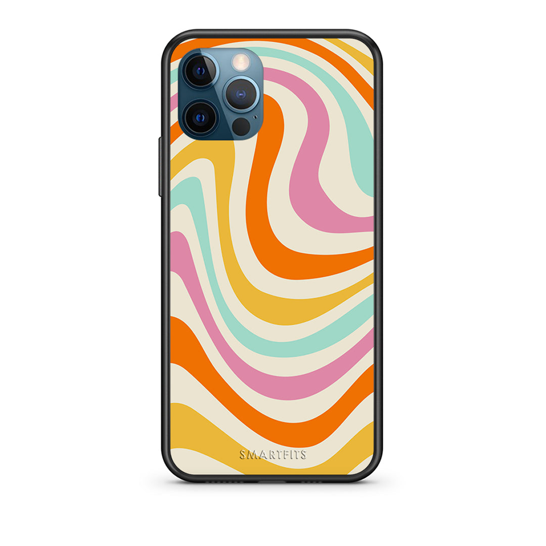 iPhone 12 Pro Max Colourful Waves θήκη από τη Smartfits με σχέδιο στο πίσω μέρος και μαύρο περίβλημα | Smartphone case with colorful back and black bezels by Smartfits