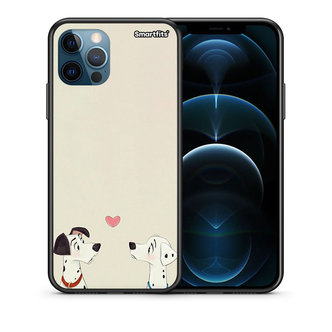 Θήκη iPhone 12 Pro Max Dalmatians Love από τη Smartfits με σχέδιο στο πίσω μέρος και μαύρο περίβλημα | iPhone 12 Pro Max Dalmatians Love case with colorful back and black bezels