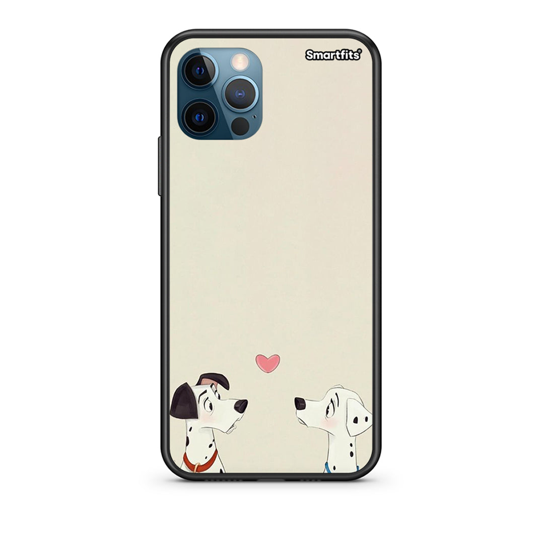 iPhone 12 Pro Max Dalmatians Love Θήκη από τη Smartfits με σχέδιο στο πίσω μέρος και μαύρο περίβλημα | Smartphone case with colorful back and black bezels by Smartfits