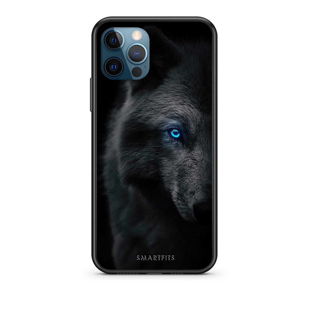 iPhone 12 Pro Max Dark Wolf θήκη από τη Smartfits με σχέδιο στο πίσω μέρος και μαύρο περίβλημα | Smartphone case with colorful back and black bezels by Smartfits