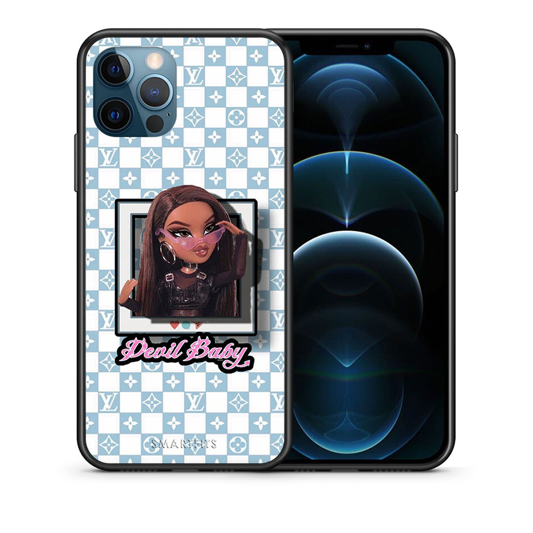 Θήκη Αγίου Βαλεντίνου iPhone 12 Pro Max Devil Baby από τη Smartfits με σχέδιο στο πίσω μέρος και μαύρο περίβλημα | iPhone 12 Pro Max Devil Baby case with colorful back and black bezels