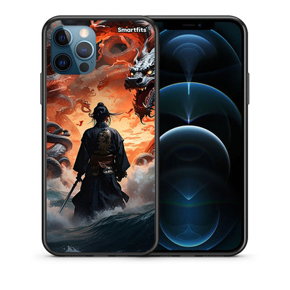 Θήκη iPhone 12 Pro Max Dragons Fight από τη Smartfits με σχέδιο στο πίσω μέρος και μαύρο περίβλημα | iPhone 12 Pro Max Dragons Fight case with colorful back and black bezels