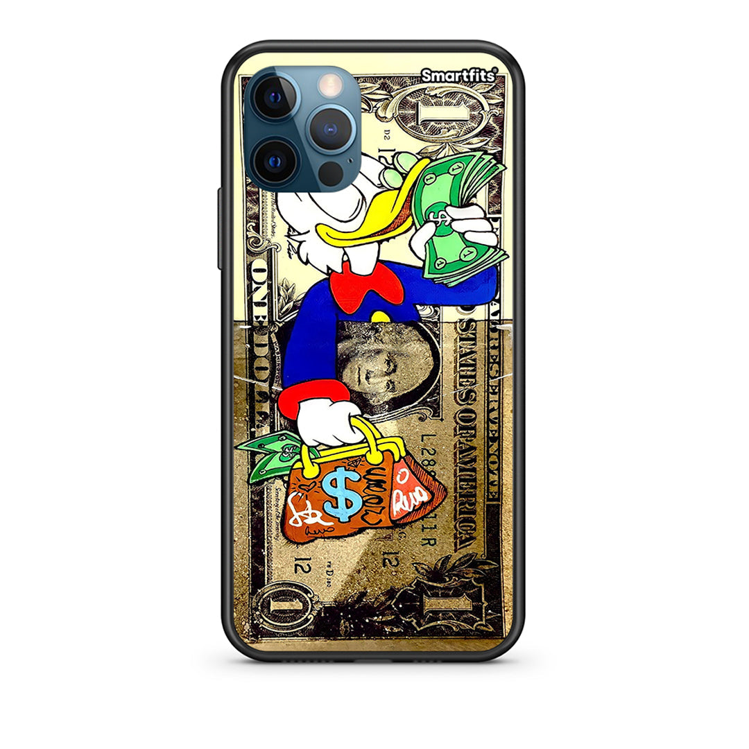 iPhone 12 Pro Max Duck Money Θήκη από τη Smartfits με σχέδιο στο πίσω μέρος και μαύρο περίβλημα | Smartphone case with colorful back and black bezels by Smartfits