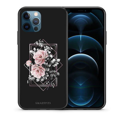 Θήκη iPhone 12 Pro Max Frame Flower από τη Smartfits με σχέδιο στο πίσω μέρος και μαύρο περίβλημα | iPhone 12 Pro Max Frame Flower case with colorful back and black bezels