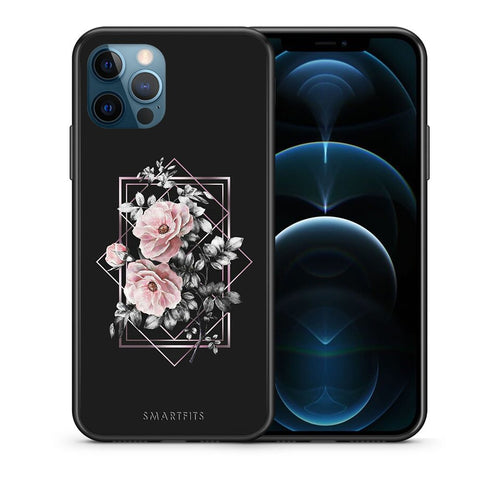 Θήκη iPhone 12 Pro Max Frame Flower από τη Smartfits με σχέδιο στο πίσω μέρος και μαύρο περίβλημα | iPhone 12 Pro Max Frame Flower case with colorful back and black bezels