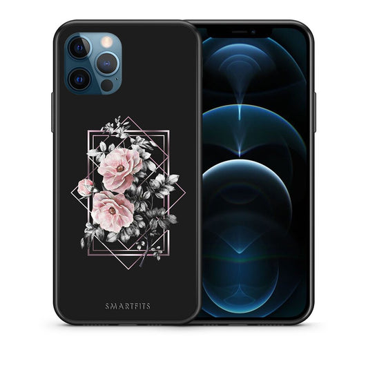 Θήκη iPhone 12 Pro Max Frame Flower από τη Smartfits με σχέδιο στο πίσω μέρος και μαύρο περίβλημα | iPhone 12 Pro Max Frame Flower case with colorful back and black bezels