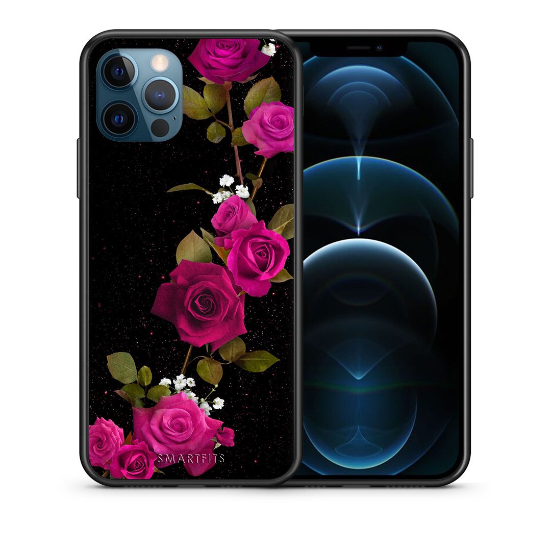 Θήκη iPhone 12 Pro Max Red Roses Flower από τη Smartfits με σχέδιο στο πίσω μέρος και μαύρο περίβλημα | iPhone 12 Pro Max Red Roses Flower case with colorful back and black bezels