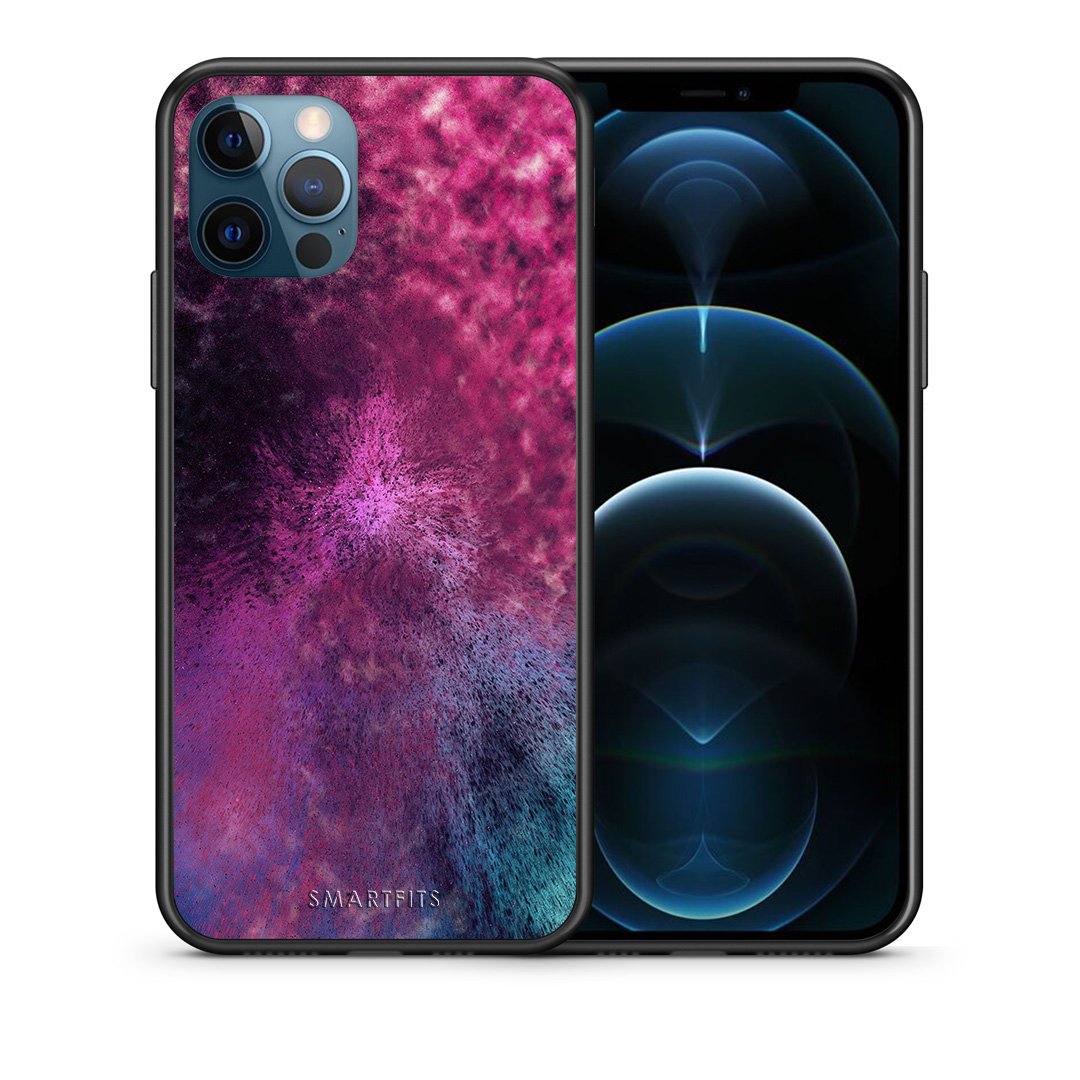 Θήκη iPhone 12 Pro Max Aurora Galaxy από τη Smartfits με σχέδιο στο πίσω μέρος και μαύρο περίβλημα | iPhone 12 Pro Max Aurora Galaxy case with colorful back and black bezels