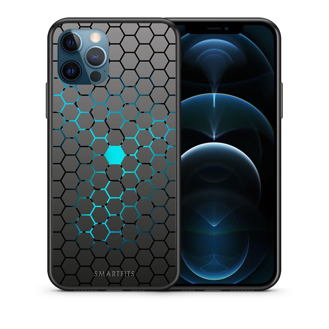 Θήκη iPhone 12 Pro Max Hexagonal Geometric από τη Smartfits με σχέδιο στο πίσω μέρος και μαύρο περίβλημα | iPhone 12 Pro Max Hexagonal Geometric case with colorful back and black bezels