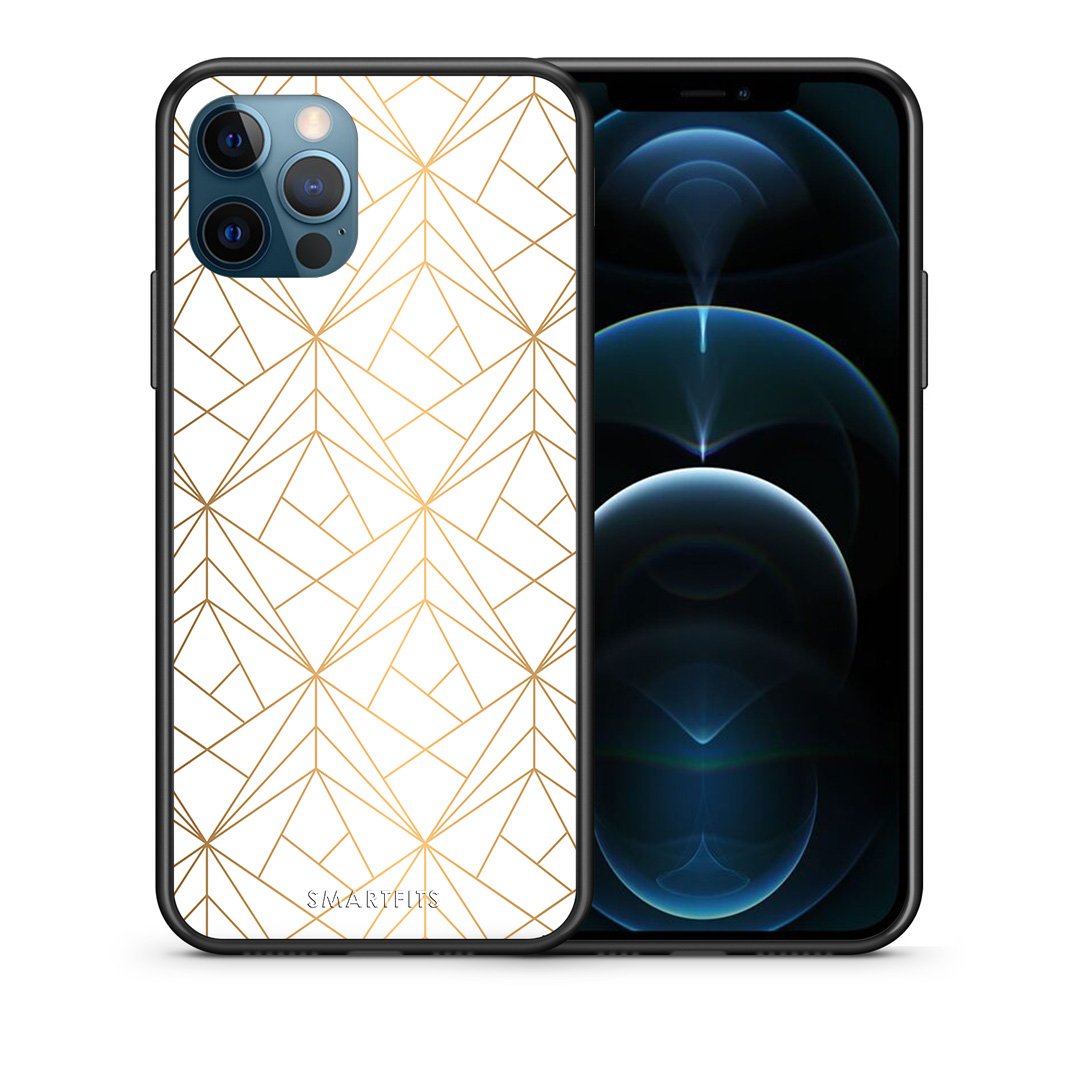 Θήκη iPhone 12 Pro Max Luxury White Geometric από τη Smartfits με σχέδιο στο πίσω μέρος και μαύρο περίβλημα | iPhone 12 Pro Max Luxury White Geometric case with colorful back and black bezels