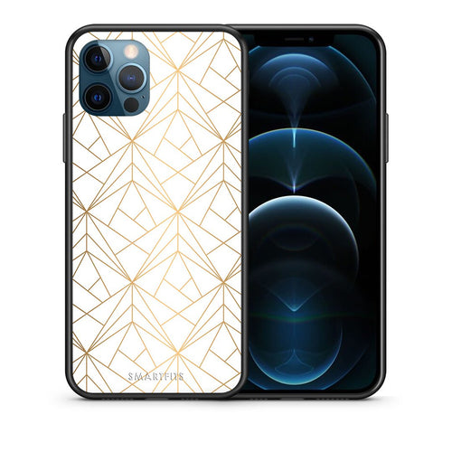 Θήκη iPhone 12 Pro Max Luxury White Geometric από τη Smartfits με σχέδιο στο πίσω μέρος και μαύρο περίβλημα | iPhone 12 Pro Max Luxury White Geometric case with colorful back and black bezels