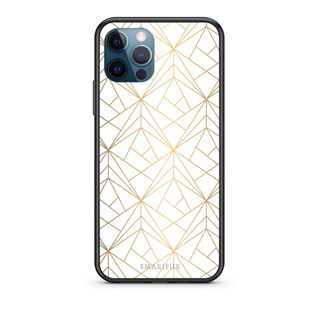 111 - iPhone 12 Pro Max  Luxury White Geometric case, cover, bumper