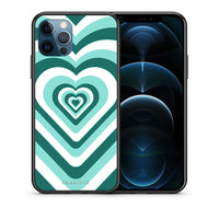 Thumbnail for Θήκη iPhone 12 Pro Max Green Hearts από τη Smartfits με σχέδιο στο πίσω μέρος και μαύρο περίβλημα | iPhone 12 Pro Max Green Hearts case with colorful back and black bezels