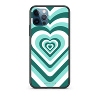 Thumbnail for iPhone 12 Pro Max Green Hearts θήκη από τη Smartfits με σχέδιο στο πίσω μέρος και μαύρο περίβλημα | Smartphone case with colorful back and black bezels by Smartfits