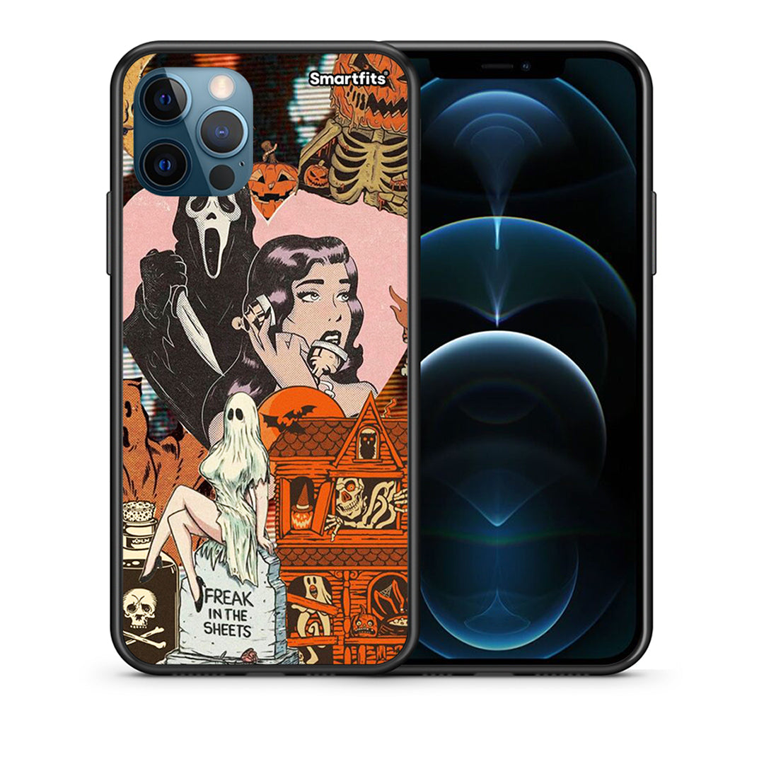 Θήκη iPhone 12 Pro Max Halloween Collage από τη Smartfits με σχέδιο στο πίσω μέρος και μαύρο περίβλημα | iPhone 12 Pro Max Halloween Collage case with colorful back and black bezels