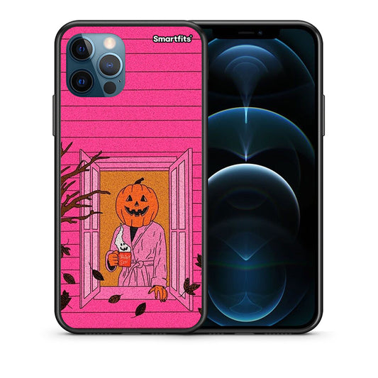 Θήκη iPhone 12 Pro Max Halloween Pumpkin Lady από τη Smartfits με σχέδιο στο πίσω μέρος και μαύρο περίβλημα | iPhone 12 Pro Max Halloween Pumpkin Lady case with colorful back and black bezels