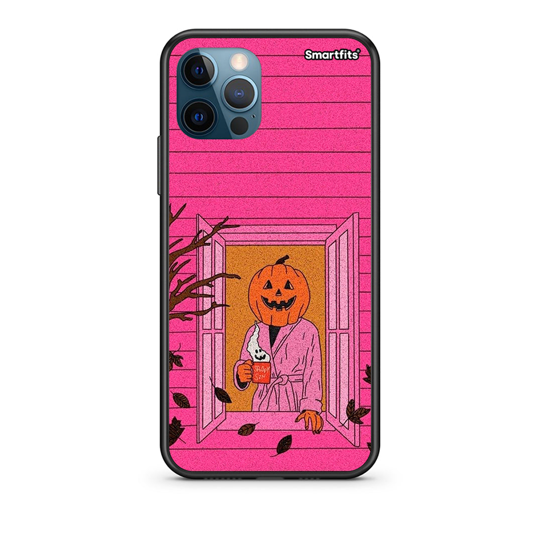 iPhone 12 Pro Max Halloween Pumpkin Lady Θήκη από τη Smartfits με σχέδιο στο πίσω μέρος και μαύρο περίβλημα | Smartphone case with colorful back and black bezels by Smartfits