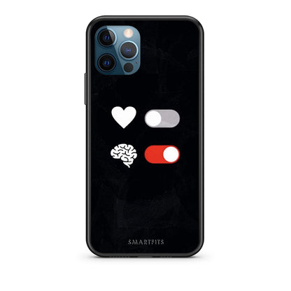 iPhone 12 Pro Max Heart Vs Brain Θήκη Αγίου Βαλεντίνου από τη Smartfits με σχέδιο στο πίσω μέρος και μαύρο περίβλημα | Smartphone case with colorful back and black bezels by Smartfits