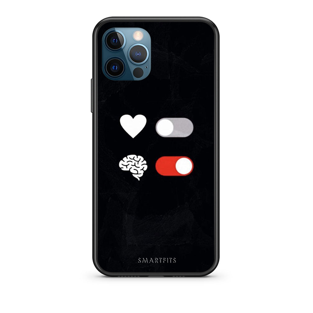 iPhone 12 Pro Max Heart Vs Brain Θήκη Αγίου Βαλεντίνου από τη Smartfits με σχέδιο στο πίσω μέρος και μαύρο περίβλημα | Smartphone case with colorful back and black bezels by Smartfits