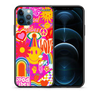Thumbnail for Θήκη iPhone 12 Pro Max Hippie Love από τη Smartfits με σχέδιο στο πίσω μέρος και μαύρο περίβλημα | iPhone 12 Pro Max Hippie Love case with colorful back and black bezels