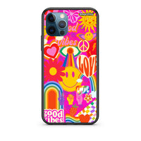 Thumbnail for iPhone 12 Pro Max Hippie Love Θήκη από τη Smartfits με σχέδιο στο πίσω μέρος και μαύρο περίβλημα | Smartphone case with colorful back and black bezels by Smartfits