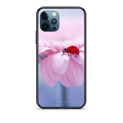 iPhone 12 Pro Max Ladybug Flower θήκη από τη Smartfits με σχέδιο στο πίσω μέρος και μαύρο περίβλημα | Smartphone case with colorful back and black bezels by Smartfits