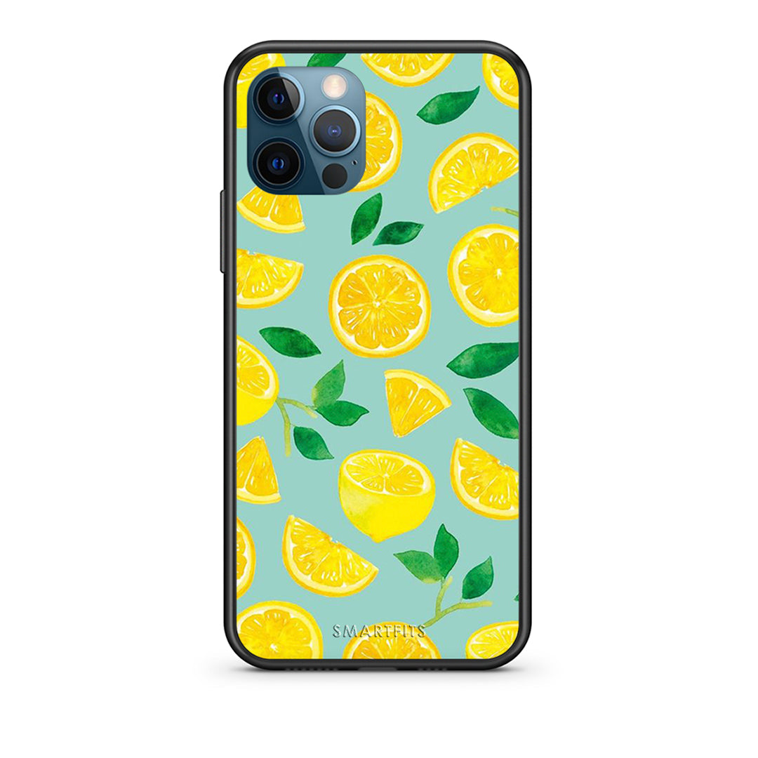 iPhone 12 Pro Max Lemons θήκη από τη Smartfits με σχέδιο στο πίσω μέρος και μαύρο περίβλημα | Smartphone case with colorful back and black bezels by Smartfits