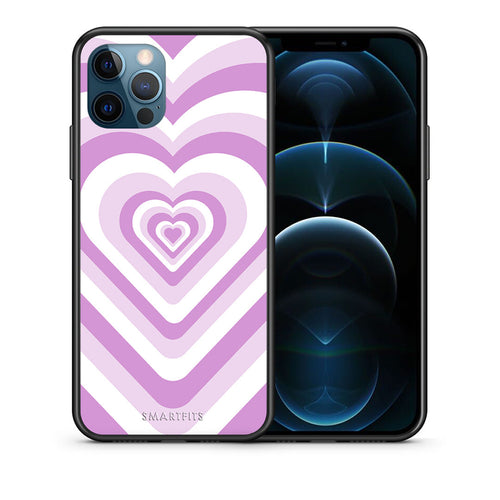 Θήκη iPhone 12 Pro Max Lilac Hearts από τη Smartfits με σχέδιο στο πίσω μέρος και μαύρο περίβλημα | iPhone 12 Pro Max Lilac Hearts case with colorful back and black bezels