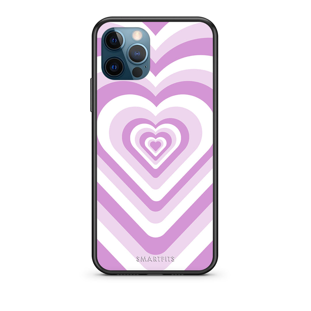iPhone 12 Pro Max Lilac Hearts θήκη από τη Smartfits με σχέδιο στο πίσω μέρος και μαύρο περίβλημα | Smartphone case with colorful back and black bezels by Smartfits